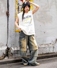 WEGO 【ユニセックス着用ITEM/MLサイズ展開】ヴィンテージライクグラフィックノースリーブ