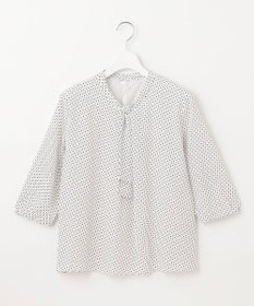 J.PRESS LADIES L 幾何プリント ボウタイ カットソー