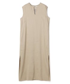BEIGE， MICA / リネンブレンドノースリーブロングドレス