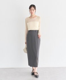 earth music&ecology レースドッキングボートネックプルオーバー