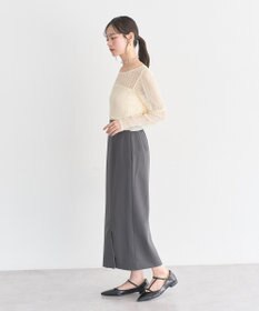 earth music&ecology レースドッキングボートネックプルオーバー