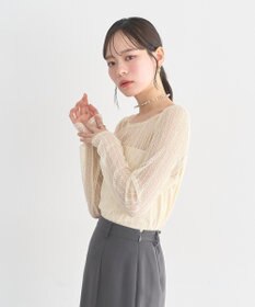 earth music&ecology レースドッキングボートネックプルオーバー