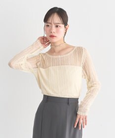 earth music&ecology レースドッキングボートネックプルオーバー