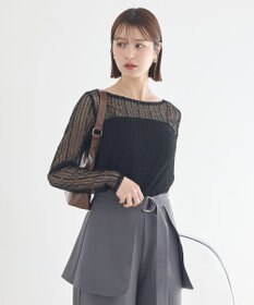 earth music&ecology レースドッキングボートネックプルオーバー