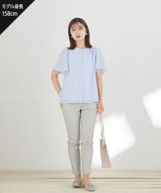 Tiaclasse 麻混ストレッチテーパードパンツ
