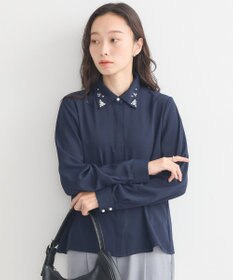 earth music&ecology 襟ビジューブラウス