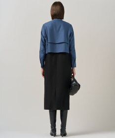 ICB 【洗える】ウールワッシャーツイル シャツドッキング ワンピース