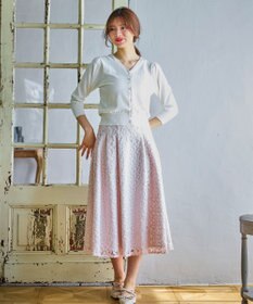 Feroux リボンパール七分袖 カーディガン