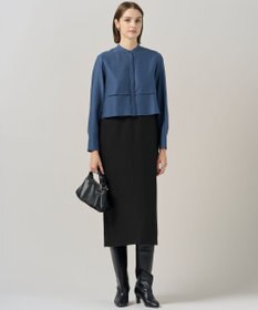 ICB 【洗える】ウールワッシャーツイル シャツドッキング ワンピース