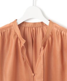 23区 L 【洗える】ソフトシアーフィルム ギャザー ブラウス