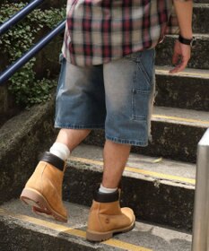 WEGO ダブルニーダメージデニムショーツ