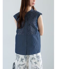 Te chichi リーフレースノースリーブチュニックシャツ