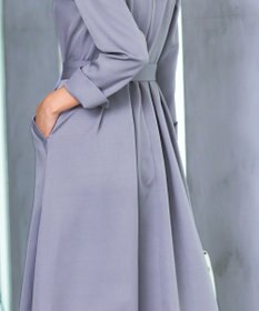 Tiaclasse 【洗える】ベルト付キーネックポケットワンピース