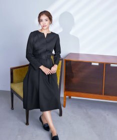 Tiaclasse 【洗える】ベルト付キーネックポケットワンピース