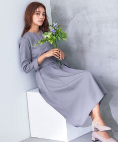 Tiaclasse 【洗える】ベルト付キーネックポケットワンピース