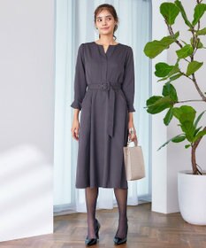 Tiaclasse 【洗える】ベルト付キーネックポケットワンピース