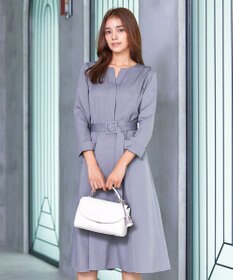 Tiaclasse 【洗える】ベルト付キーネックポケットワンピース