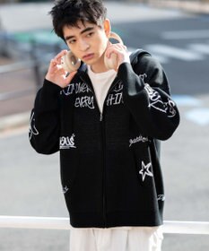 WEGO ジャガードグラフィックニットZIPパーカー