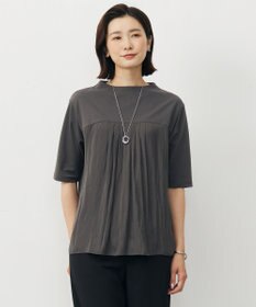 J.PRESS LADIES 【洗える・抗菌防臭・接触冷感・吸水速乾】ドライポンチ フレア カットソー スレート系