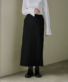 #Newans 【洗濯機可能/セットアップ】ナローシルエットエアリースカート ブラック