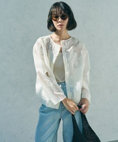 UNFILO L 【前後着用可能の2WAY仕様】ボタニカル エンブロイダリー ブラウス