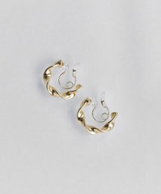 Phoebe 【金属アレルギー対応】【痛くないシリーズ】モーションメタルクリスタルループフィットイヤリング　ゴールド