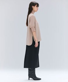 BEIGE， 【洗える】FLEUR / ニットコンビハイネック半袖ブラウス