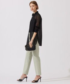 ICB 【洗える】 ストライプラッセルレース シャツ