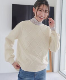 Tiaclasse ダイヤ柄パール付きニットプルオーバー