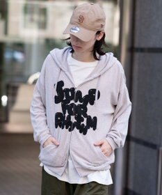 WEGO 【ユニセックス着用ITEM/MLサイズ展開】メッシュロゴジップパーカー