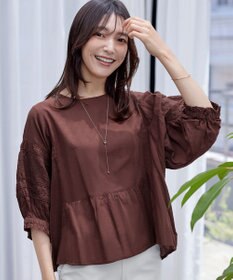 Tiaclasse 【洗える】コットンエンブロイダリーブラウス