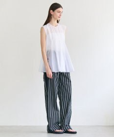 BEIGE， AMARYLLIS / シアー 切り替えフレアブラウス