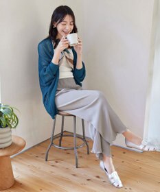 Tiaclasse L 【洗える】メッシュ編みニットドルマンカーディガン