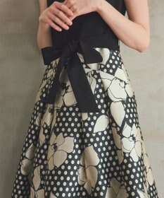 GRACE CONTINENTAL ドットボタニカルジャガードドレス