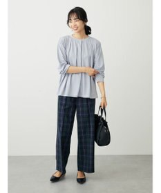 Green Parks きれいシルエットチェックワイドパンツ