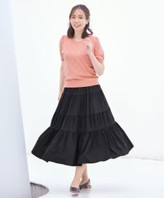 Tiaclasse 【洗える】ダイヤ柄編みサマーニットトップス