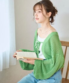 WEGO 【紫外線対策/手洗い可】メッシュリボンボレロ