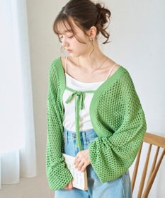 WEGO 【紫外線対策/手洗い可】メッシュリボンボレロ