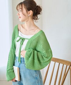 WEGO 【紫外線対策/手洗い可】メッシュリボンボレロ