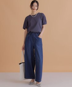 組曲 L ライトオンスデニム ワイドシルエットパンツ