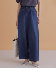 組曲 ライトオンスデニム ワイドシルエットパンツ インディゴ系