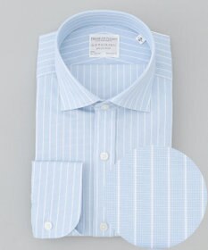 GOTAIRIKU 春夏向け【形態安定】SUMMERPREMIUMPLEATS_スモールワイドカラー 長袖ドレスシャツ（ストライプ/チェック）