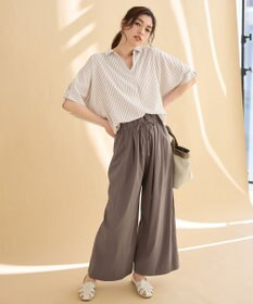 ANY 【新色追加】スキッパーネック袖タックブラウス