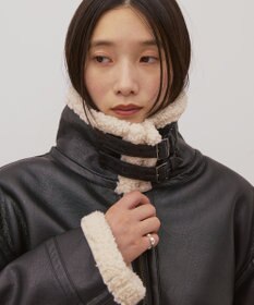 AMERICAN HOLIC ボアフェイクレザーブルゾン