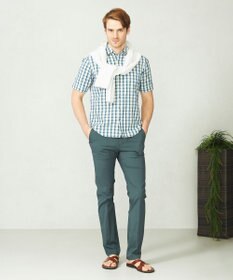 JOSEPH ABBOUD 【サスティナブル】リヨセルリネンチェック 半袖シャツ