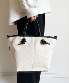 Hekhèr Le Style de Vie 【日本製 / 2WAY】コットンキャンバス×シュリンクレザー ノットハンドバッグ medium