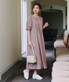 Tiaclasse 【洗える】ボリュームパフスリーブピンタックワンピース