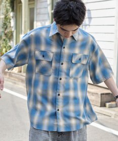 WEGO 【ユニセックス着用ITEM/SMLサイズ展開】オンブレチェックシャツ（SS）