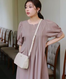 Tiaclasse 【洗える】ボリュームパフスリーブピンタックワンピース