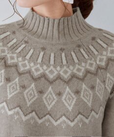 Tiaclasse L 【洗える】ノルディック柄ニットチュニック